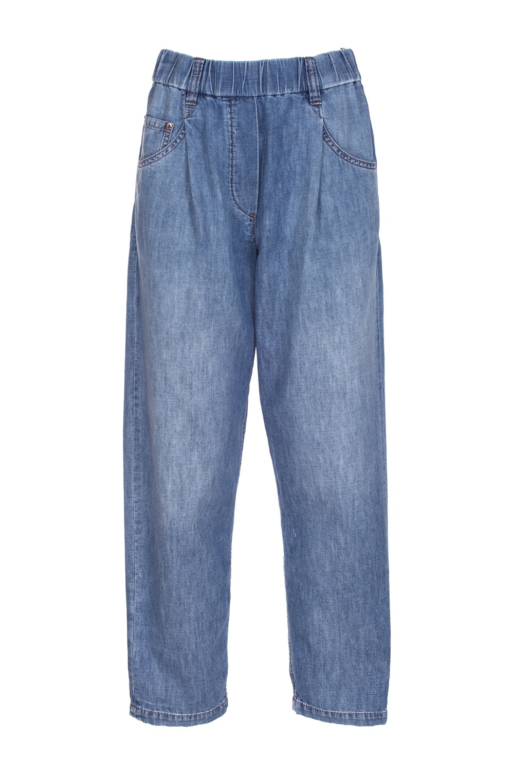 shop BRUNELLO CUCINELLI Saldi Jeans: Brunello Cucinelli pantalone in tessuto denim di cotone leggero.
Vita con elastico e passanti per cintura.
Over size fit.
Composizione: 100% cotone.
Fabbricato in Italia.. MH192P5743-C8324 number 2569849